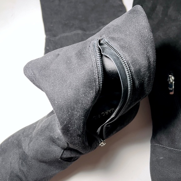 Marc Fisher Humor Over The Knee Velvet Adjustable Tie Black Boots - Picture 6 of 16